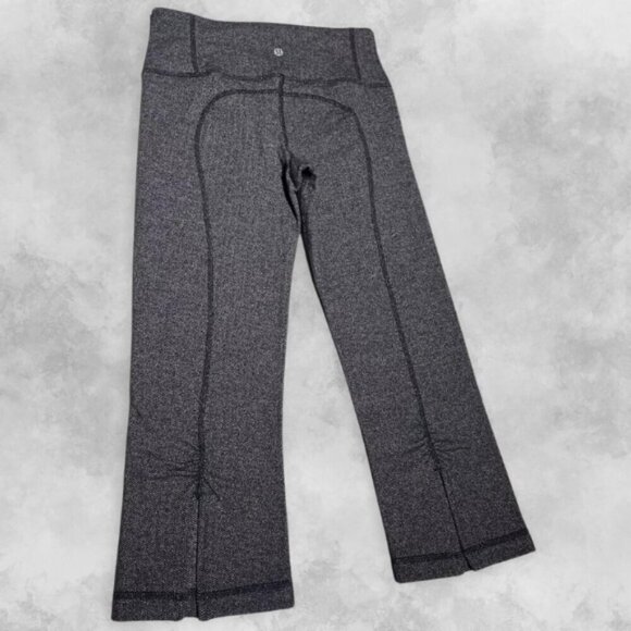 Lululemon Crop Pants Tweed Pattern Elastic Waistband Black Gray Women's US 13.5" - Picture 3 of 7